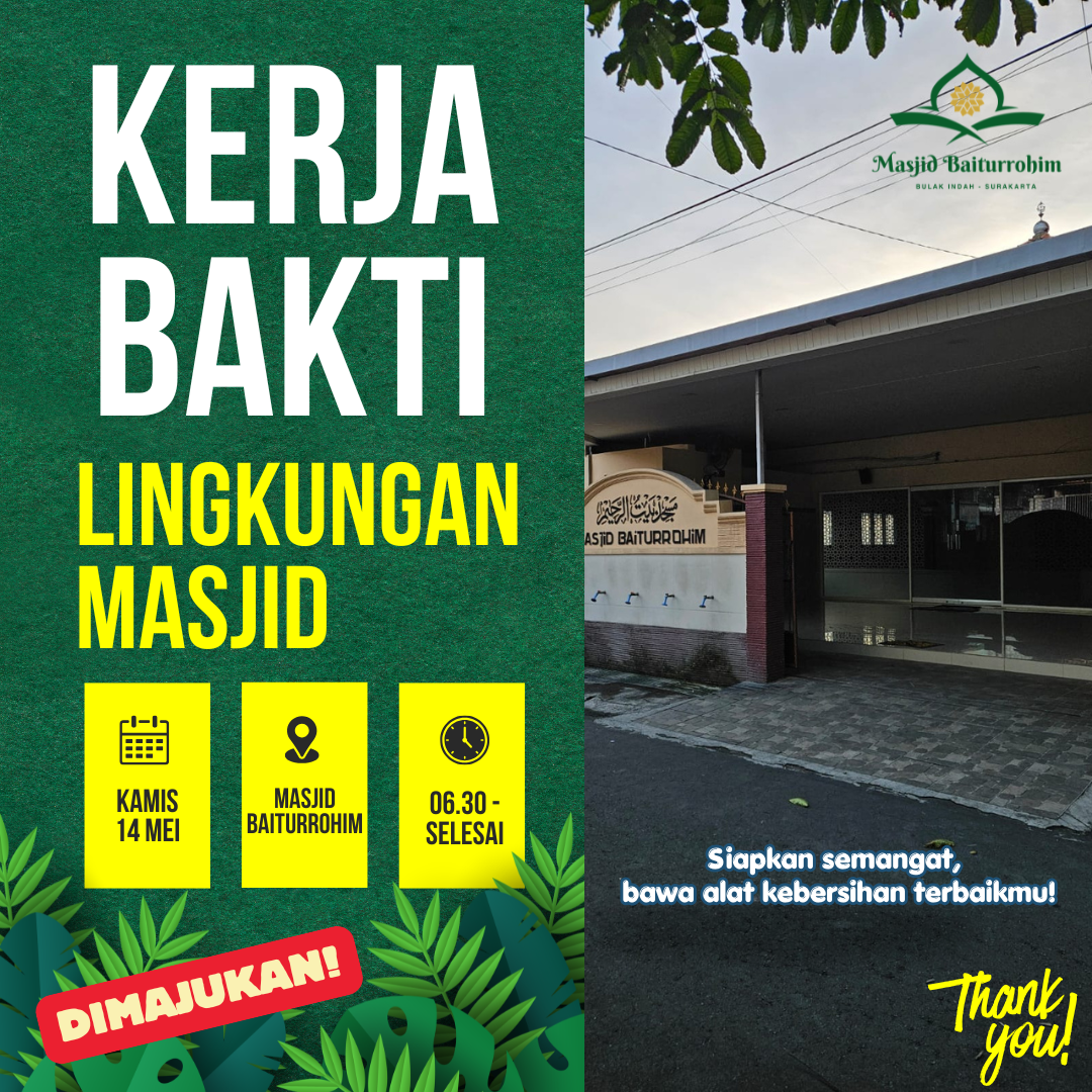 Kerja Bakti Kebersihan Lingkungan Masjid 14 Mei 2026